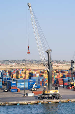 Luanda, Angola - June 06: Cargo crane at the container terminal in port of Luanda on June 06, 2017 ...