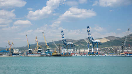 Novorossiysk, Russia - July 9: Port of Novorossiysk on July 9, 2018 in Novorossiysk, Russia.のeditorial素材