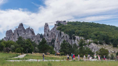 Alupka, Crimea - July 22: Ridge of Crimea mountains on July 22, 2018 in Alupka, Crimea.のeditorial素材
