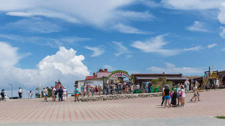 Alupka, Crimea - July 22: Funicular railway station on top of the Ai-Petri mountain on July 22, 2018 in Alupka, Crimea.のeditorial素材