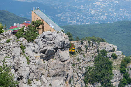 Alupka, Crimea - July 22: Funicular railway station on top of the Ai-Petri mountain on July 22, 2018 in Alupka, Crimea.のeditorial素材