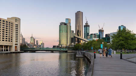 Melbourne, Australia - December 4: Evening landscape of the South Melbourne on December 4, 2018 in Melbourne, Australia.のeditorial素材