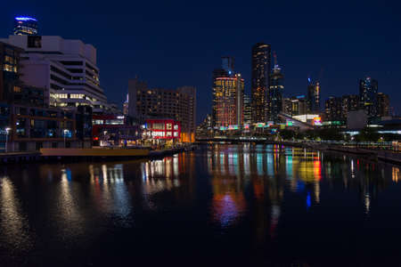 Melbourne, Australia - December 4: Night landscape of the South Melbourne on December 4, 2018 in Melbourne, Australia.のeditorial素材