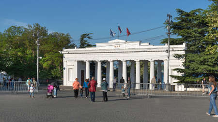 Sevastopol, Crimea - May 12: Admiral Nahimov square with archway on May 12, 2018 in Sevastopol, Crimea.のeditorial素材
