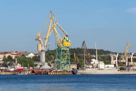 Sevastopol, Crimea - May 12: Shipyard in Sevastopol on May 12, 2018 in Sevastopol, Crimea.のeditorial素材