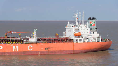 Shanghai, China - November 13: Superstructure of the tanker vessel on November 13, 2018 in Shanghai, China.のeditorial素材