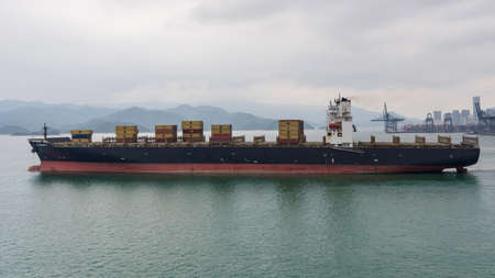Yantian, China - November 15: Container vessel call at port Yantian on November 15, 2018 in Yantian, China.のeditorial素材