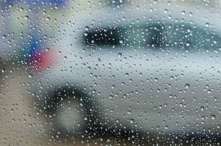 Rain drops on glassの写真素材