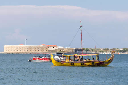 Sevastopol, Crimea - July 26: Peasure boat at the art bay in Sevastopol on July 26, 2018 in Sevastopol, Crimea.のeditorial素材