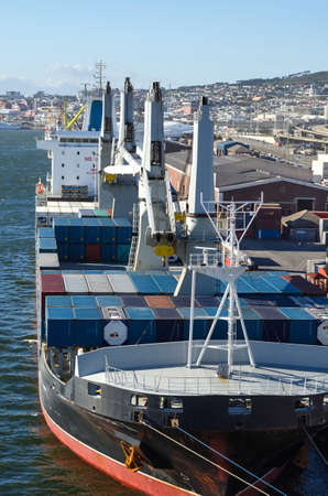 Cape Town, Republic of South Africa - April 10: Container vessel in port of Cape Town on April 10, 2018 in Capetown, Republic of South Africa.のeditorial素材