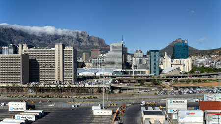Cape Town, Republic of South Africa - April 10: City landscape in port of Cape Town on April 10, 2018 in Cape Town, Republic of South Africa.のeditorial素材