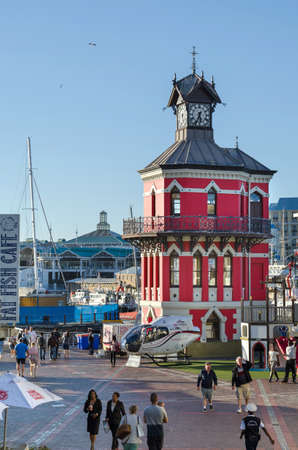 Cape Town, Republic of South Africa - April 10: Clock tower at Victoria waterfront on April 10, 2018 in Cape Town, Republic of South Africa.のeditorial素材