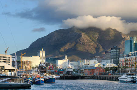 Cape Town, Republic of South Africa - April 10: City landscape against the background of mountain on April 10, 2018 in Cape Town, Republic of South Africa.のeditorial素材