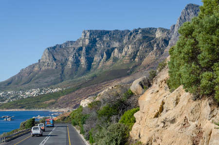 Cape Town, Republic of South Africa - April 11: Mountain landscape in port of Cape Town on April 11, 2018 in Cape Town, Republic of South Africa.のeditorial素材
