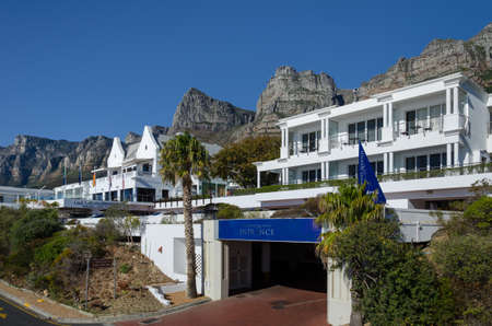 Cape Town, Republic of South Africa - April 11: Hotel against the background of mountain on April 11, 2018 in Cape Town, Republic of South Africa.のeditorial素材