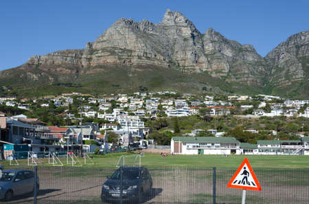 Cape Town, Republic of South Africa - April 11: Urban district against the background of mountain on April 11, 2018 in Cape Town, Republic of South Africa.のeditorial素材