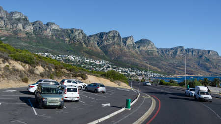 Cape Town, Republic of South Africa - April 11: City landscape against the background of mountain on April 11, 2018 in Cape Town, Republic of South Africa.のeditorial素材