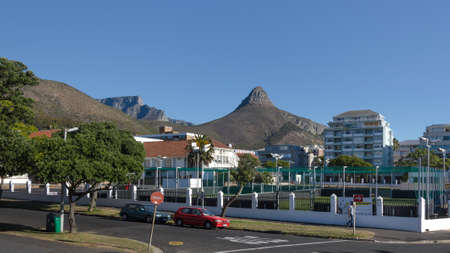 Cape Town, Republic of South Africa - April 11: City landscape against the background of mountain on April 11, 2018 in Cape Town, Republic of South Africa.のeditorial素材