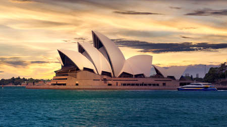 Sydney, Australia - January 9: Sydney Opera House in the evening on January 9, 2019 in Sydney, Australia.のeditorial素材