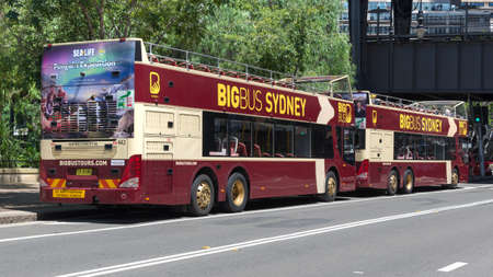 Sydney, Australia - January 9: City tour bus in Sydney on January 9, 2019 in Sydney, Australia.のeditorial素材