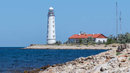 Sevastopol, Crimea - June 02: Lighthouse of Chersonese in Sevastopol on June 02, 2018 in Sevastopol, Crimea.のeditorial素材