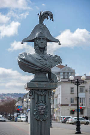 Novorossiysk, Russia - March 25: Michael Petrovich Lazarev sculpture in Novorossiysk on March 25, 2019 in Novorossiysk, Russia.のeditorial素材