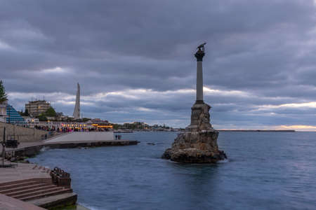 Sevastopol, Crimea - May 08: Sunken ships memorial on May 08, 2019 in Sevastopol, Crimea.のeditorial素材