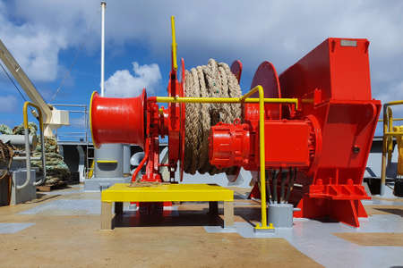 Mooring winch on a forward of the vesselの写真素材