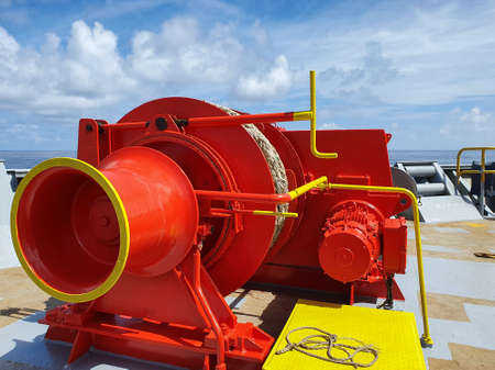 Mooring winch on a forward of the vesselの写真素材