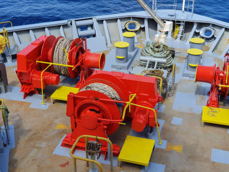 Mooring station on the forecastle of the vesselの写真素材