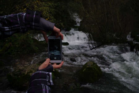 Looking for the waterfall of a Cantabrian river. In the North of Burgos, near Espinosa de los Monterosの写真素材