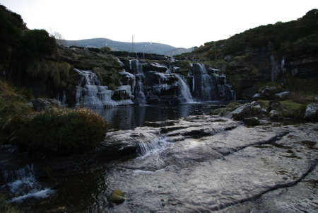 Frozen waterfall in the mountains of Espinosa.の写真素材