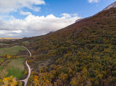 In the north of Burgos, near Espinosa de los Monteros, is one of the most impressive natural landscapes. The change of color in its forests is pure magic.の写真素材