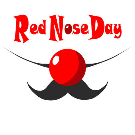 The vector illustration dedicated to Red Nose Day. The abstract face of the clown with moustaches and a red nose.のイラスト素材
