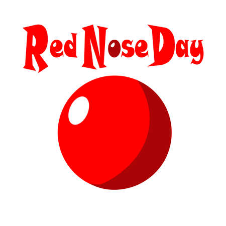 red nose day text with red ball on white background. Vector illustration.のイラスト素材