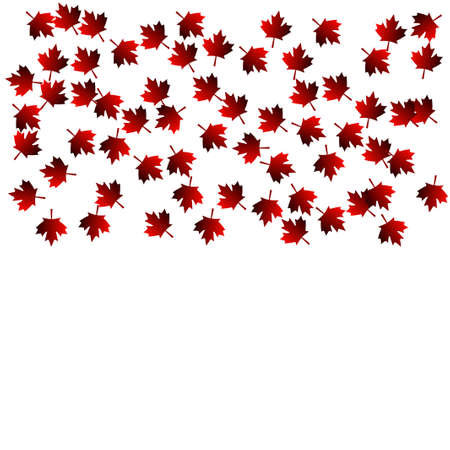 Vector illustration of the red falling maple leaves. Template for a framework and vignettes.のイラスト素材