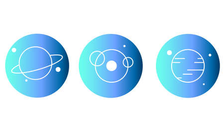 Set space illustrations. A set of planets on a blue background. Vector illustration.のイラスト素材