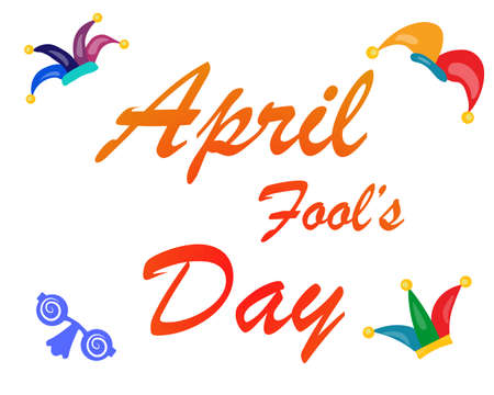 All Fools Day. Bright vector card with an inscription. Isolated on a white background.のイラスト素材
