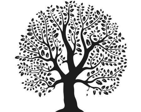 Fantastic tree. Vector illustration of a tree. Isolated on a white background.のイラスト素材
