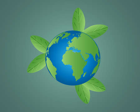 Planet Earth with leaves. Conseptual vector illustration of the planet Earth. A card by an Earth...
