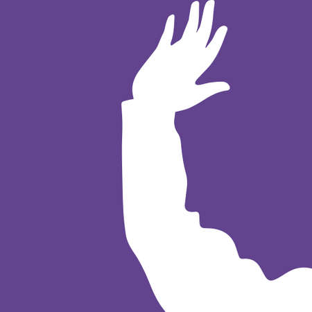 Abstraction of the hand that should stop the cry. Vector illustration with optical illusion.のイラスト素材