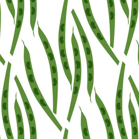 Seamless pattern of pods of peas. Vector illustration. Food wallpapers from vegetable.