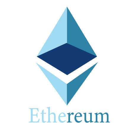 illustration of a blue logo of a Ethereum. Logo for business and finance.の写真素材