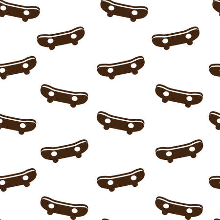 Skateboard pattern seamless. Vector illustration. Isolated white background.のイラスト素材