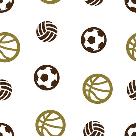 Basketball, football, volleyball ball pattern seamless. Vector illustration. Isolated white background.のイラスト素材