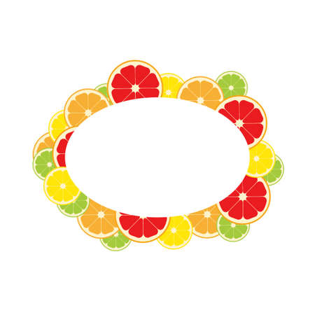 Frame citrus fruits. Lemon, lime, orange grapefruit. Vector illustrationのイラスト素材