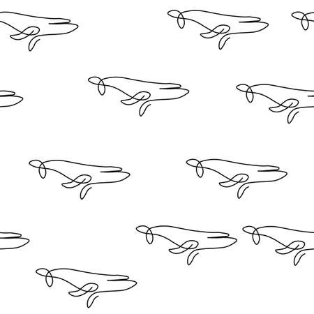 Whale animal pattern seamless. Vector illustration. Isolated white background.のイラスト素材