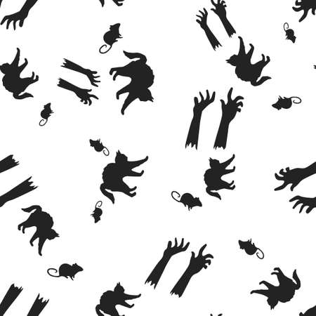 Halloween pattern seamless. Vector illustration. Isolated white background. All Saints Eve.のイラスト素材