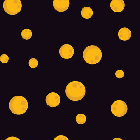 Full moon Halloween pattern seamless. Vector illustration. Black background. All Saints Eve.のイラスト素材