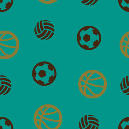 Basketball, football, volleyball ball pattern seamless. Vector illustration. Turquoise background.のイラスト素材